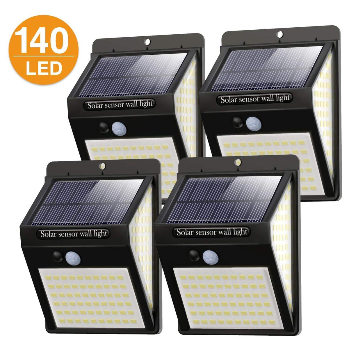 4 Pack 140 LED Outdoor Waterproof Solar Security Lights Litogo litogoglobal