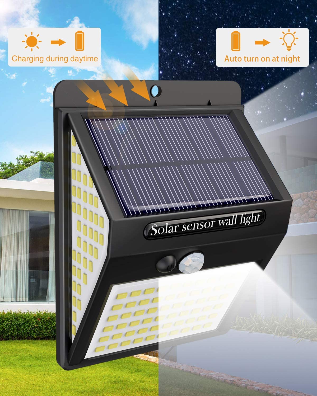 Litogo Luz Solar Exterior 140 LED【4 Pack / 3 Modos】con Sensor de M